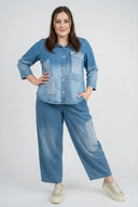 'Sky' Bluse – Premium-Denim, Lappe & Stræk