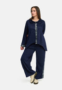 Bluzka 'Delina' Denim – granatowa, zwiewna i z detalem nadruku