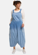 'Sky' Tuinbroek – Hoogwaardige Spijkerstof, Ombre & Patchdetails